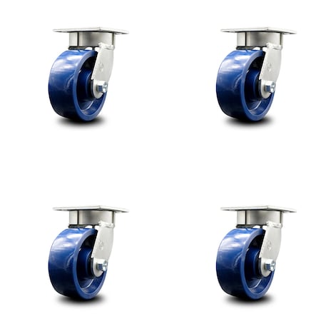 Service Caster 5 Inch Kingpinless Solid Poly Wheel Swivel Top Plate Caster SCC, 4PK SCC-KP30S520-SPUR-4